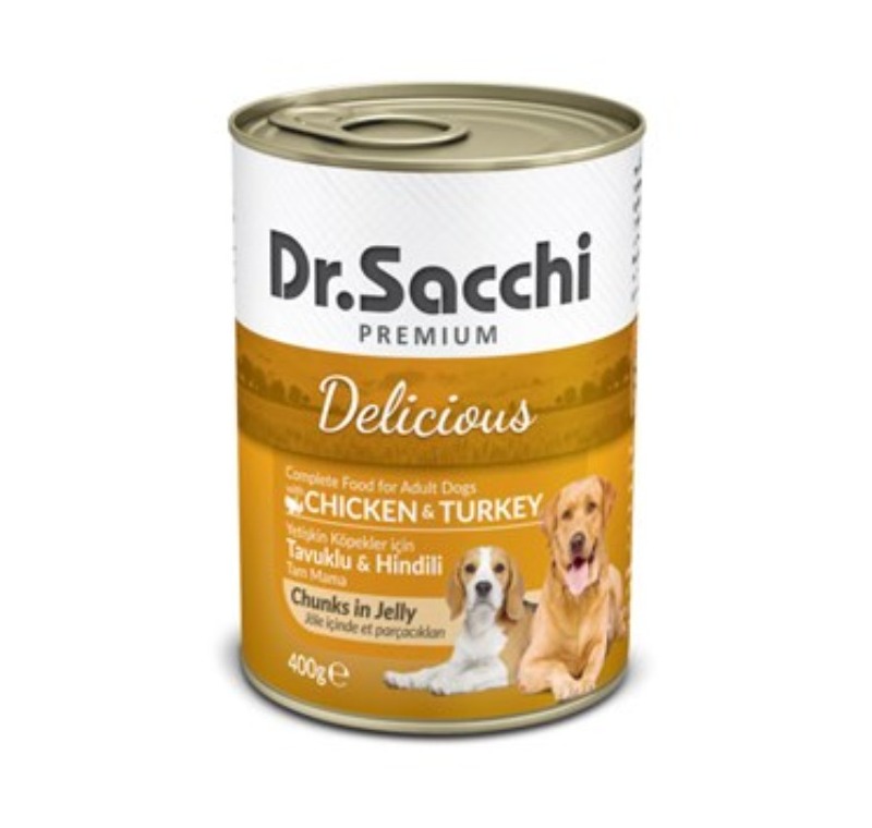Dr.Sacchi Kons. Köpek Tavuk Hindi Etli 400gr