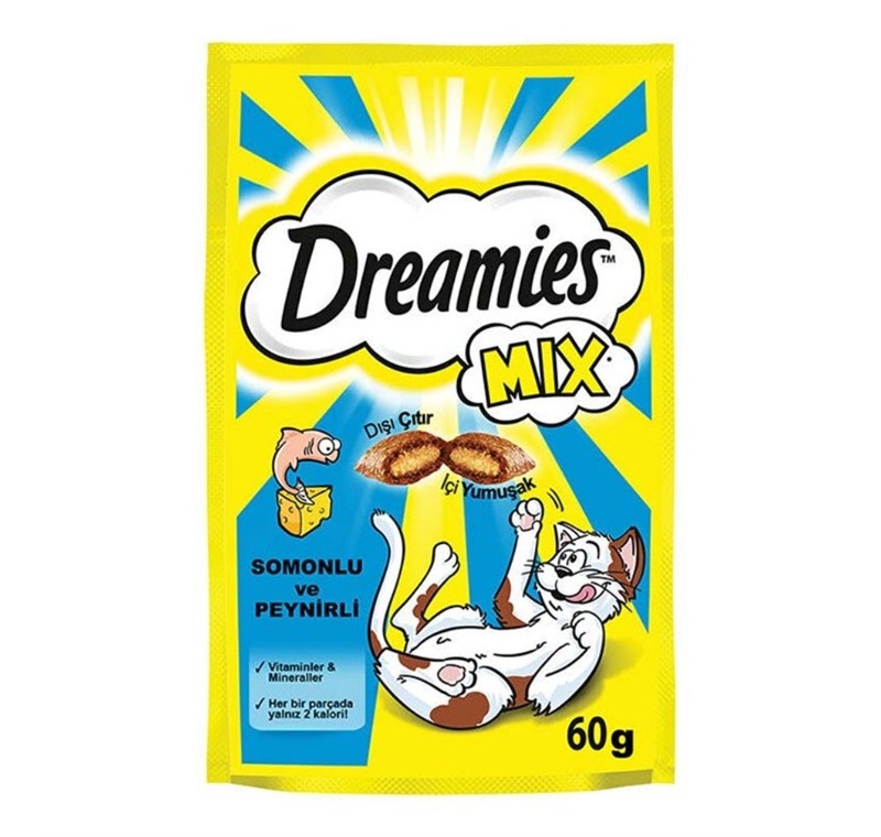 Dreamies Mix İç Dolgulu Somonlu ve Peynirli Kedi Ödül Bisküvisi 60gr -130445
