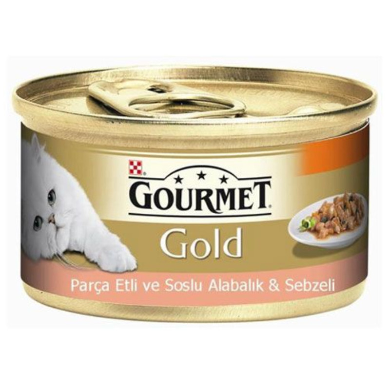 Gourmet Gold Parça Etli Soslu Alabalık Sebzeli Kedi Konservesi 85 Gr -