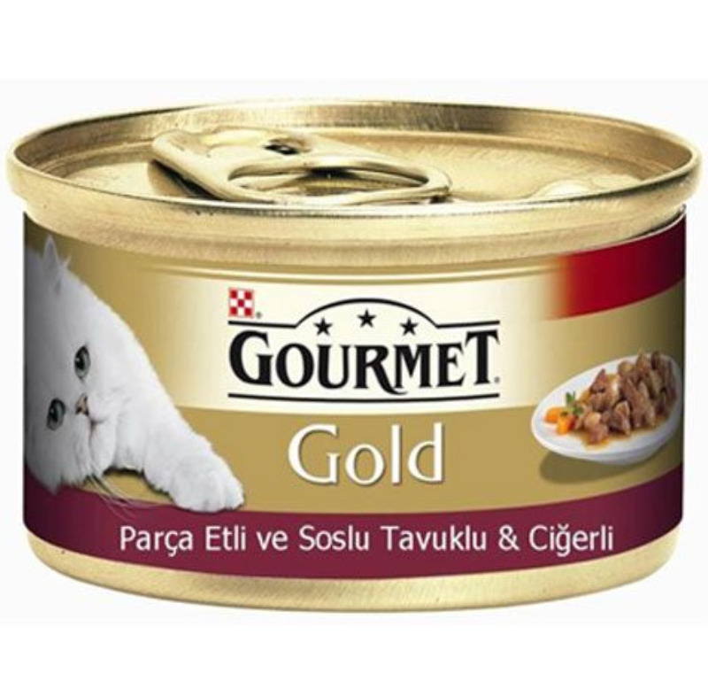 Gourmet Gold Parça Etli Soslu Tavuk Ciğerli Kedi Konservesi 85 Gr -
